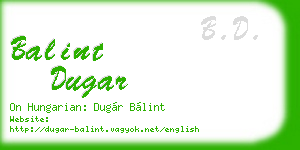 balint dugar business card