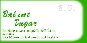 balint dugar business card